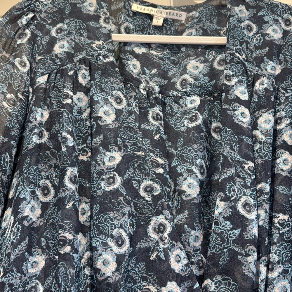 Blue floral sheer daytime dress